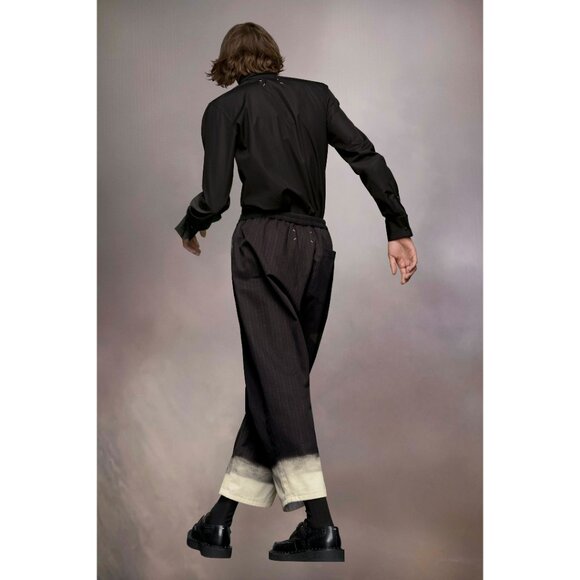 MAISON MARGIELA Dark Gray Cotton TROMPE L'OEIL Pinstriped Straight Pants 36 / 0 - Picture 3 of 6